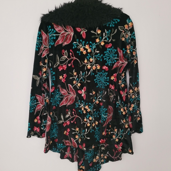 VTG VINE STREET Cardigan M Velvet Floral Embroidered Boho Whimsigoth Whitchy - Picture 9 of 17
